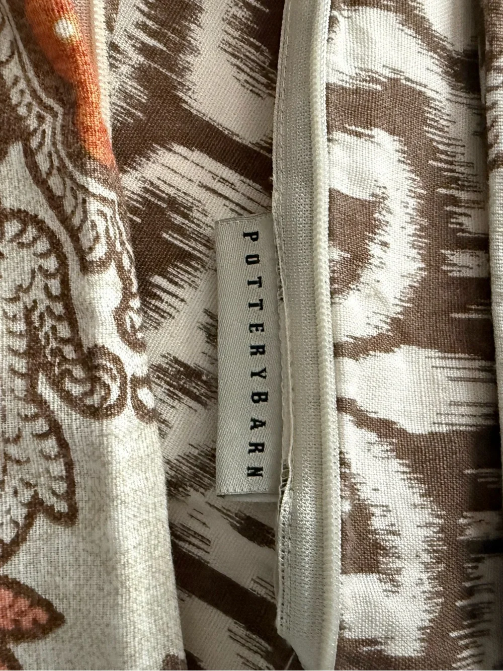 Pottery Barn Paisley Throw Pillow Cover in Red, Orange and Cream